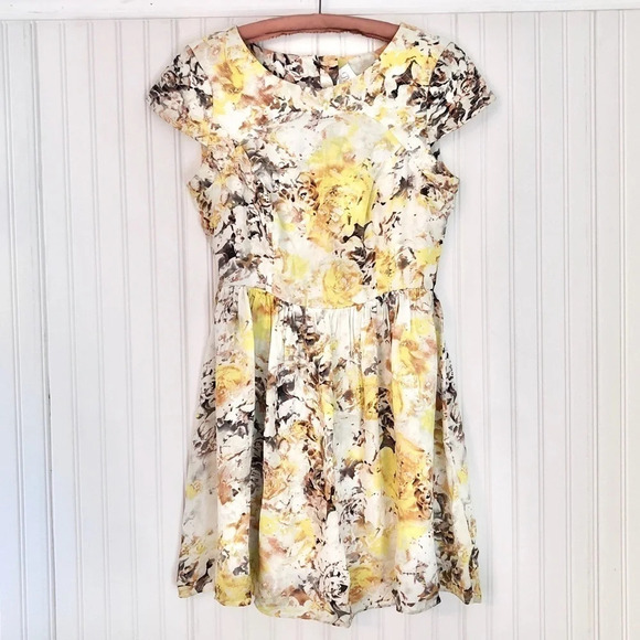 Parker Kinley Yellow Silk Floral Open Back Mini Short Dress Size XS - Picture 3 of 6